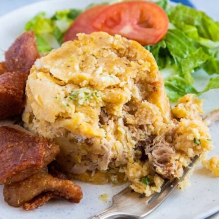 Mofongo de Chicharron de Cerdo / Mashed Green Plantain w Fried Pork