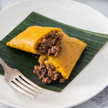Pasteles en Hoja / Dominican plantain pockets.