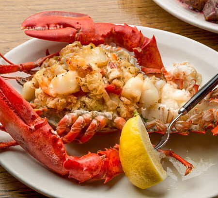 Langosta Rellena De Camarones / Lobster Stuffed with Shrimp