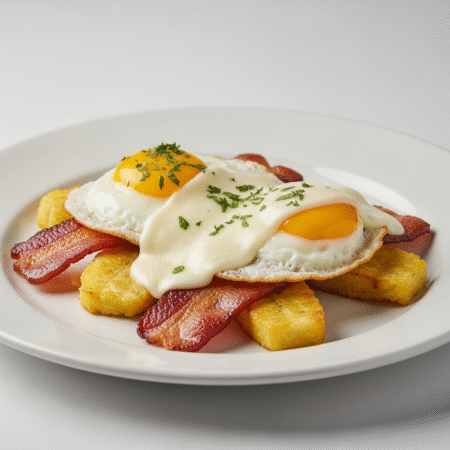 2 Huevos con Queso Tocino y Mangu